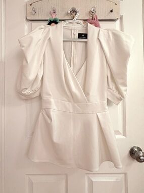 Must Have White Puff Sleeve Wrap Blouse